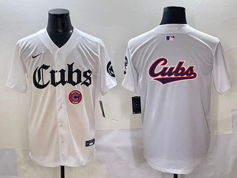 Men 2025 Chicago Cubs Blank White Five generations Joint Name Nike MLB Jersey style 12